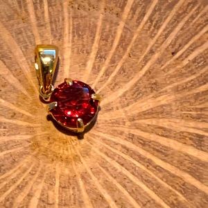 Garnet on gold charm